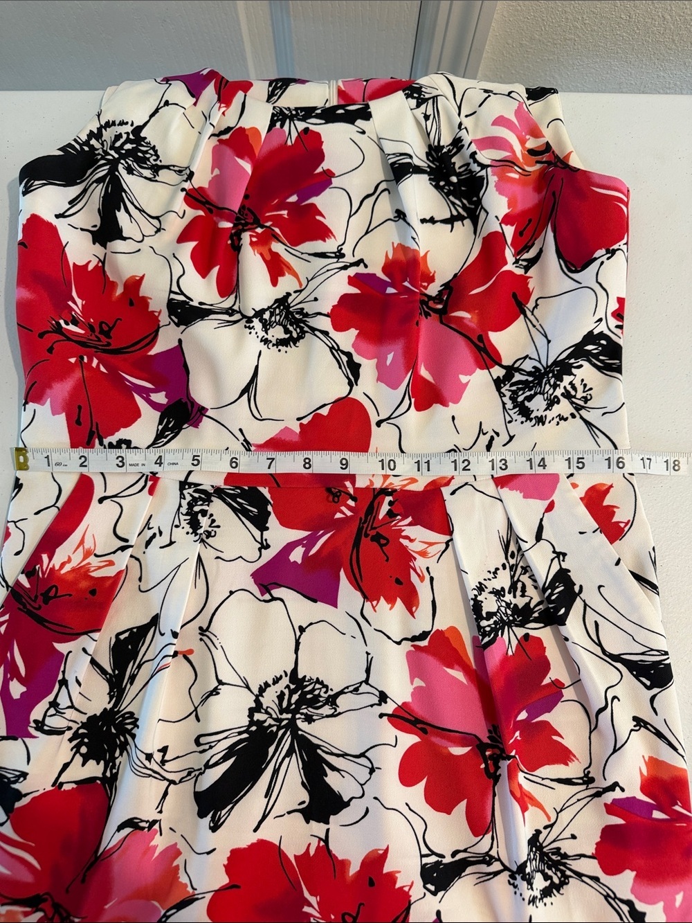 PERCEPTIONS NY Red Floral Sleeveless Dress size 12 - Picture 6 of 6